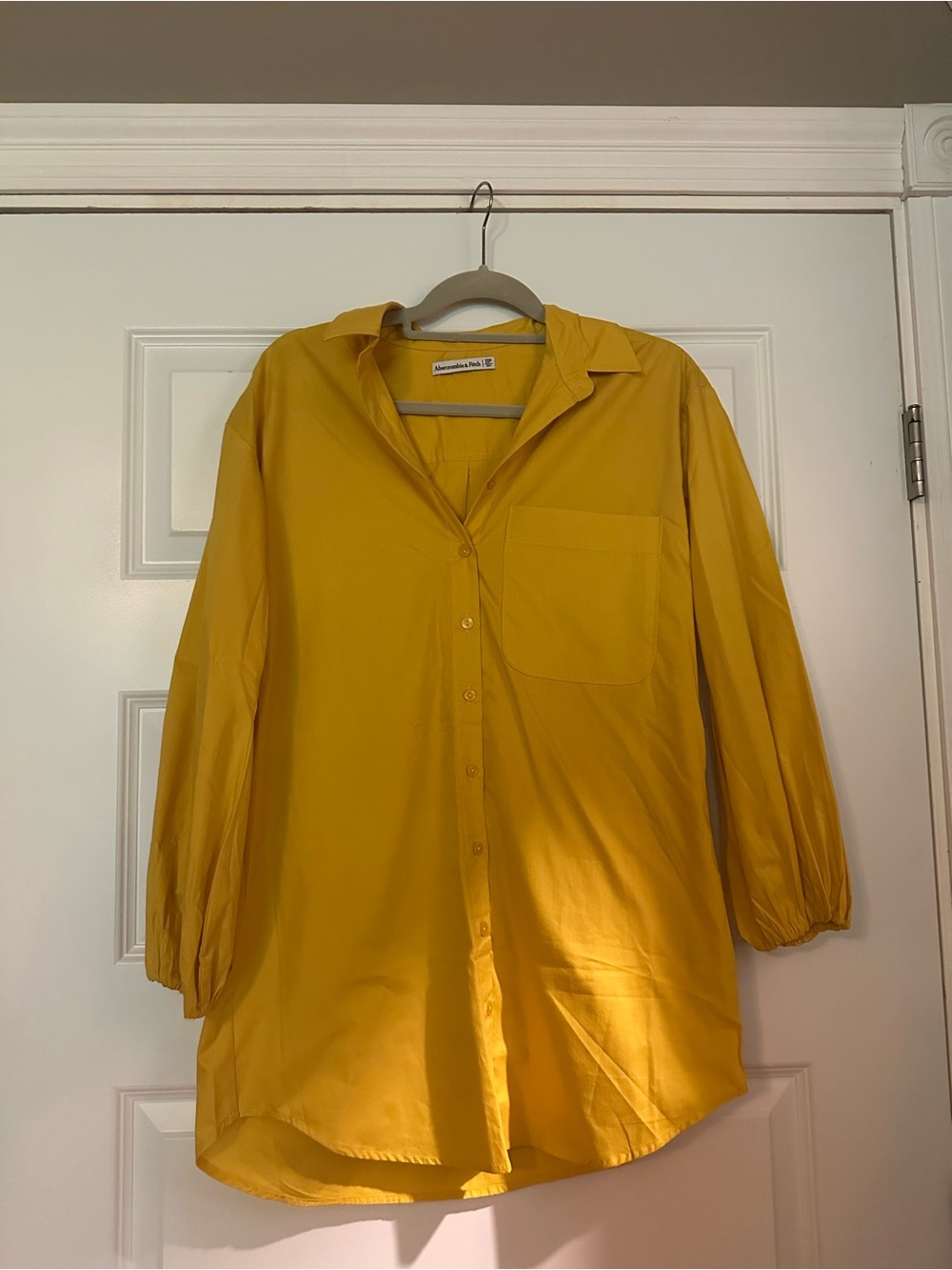 Abercrombie & Fitch Yellow Button-Up Mini Dress